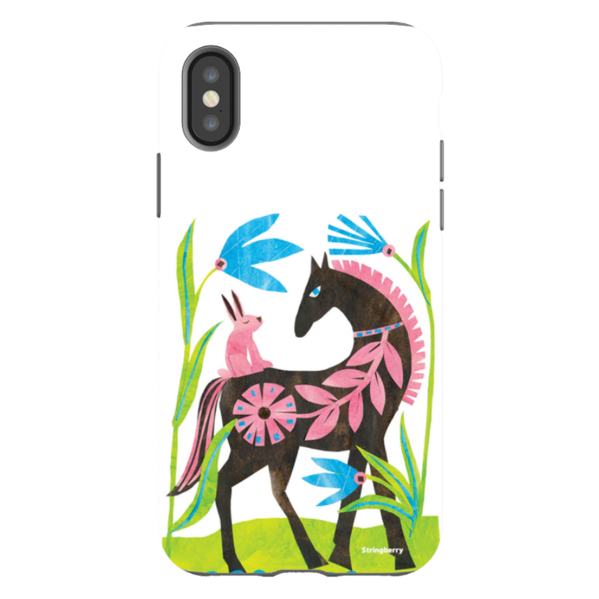 iPhone Tough Case - Folk Horse And Bunny By Tracey English