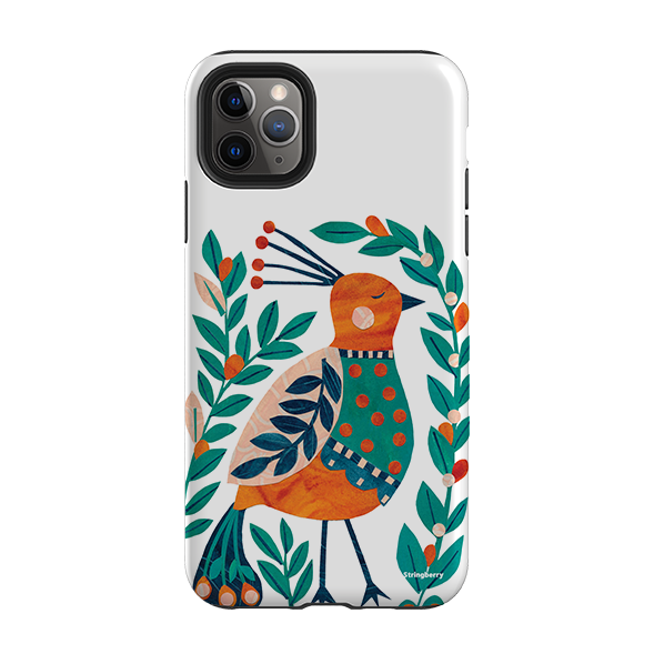 iPhone Tough Case - Folk Peacock By Tracey English