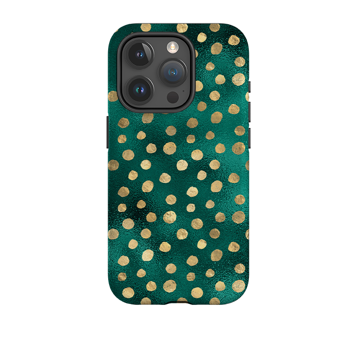 iPhone Tough Case - Forest and Gold Dots