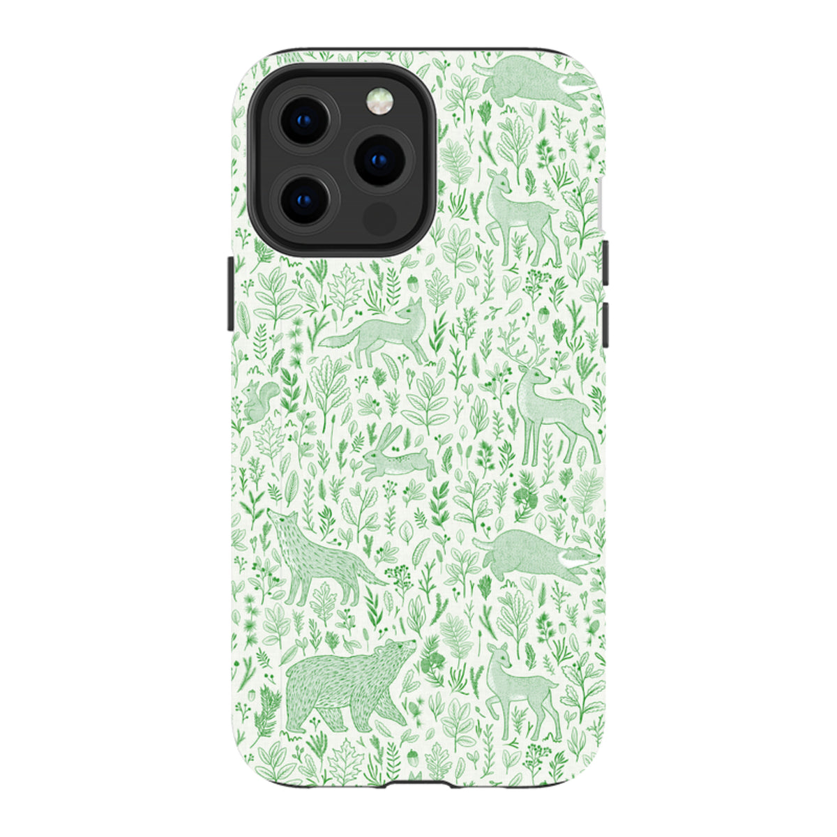 iPhone Tough Case - Forest animals green By Katherine Quinn
