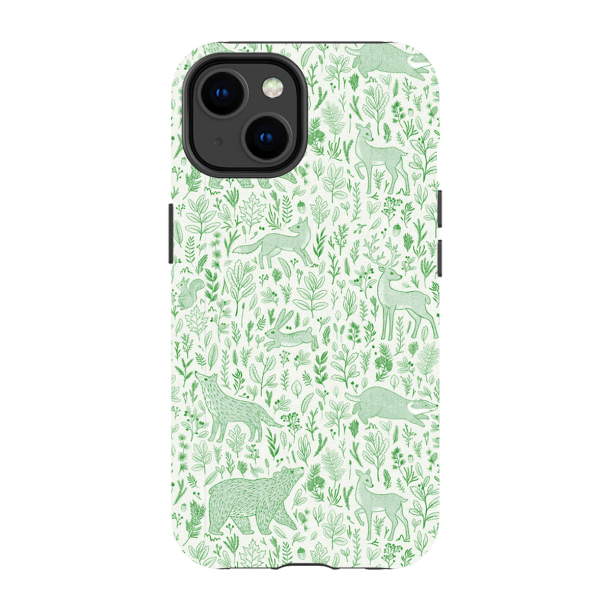 iPhone Tough Case - Forest animals green By Katherine Quinn
