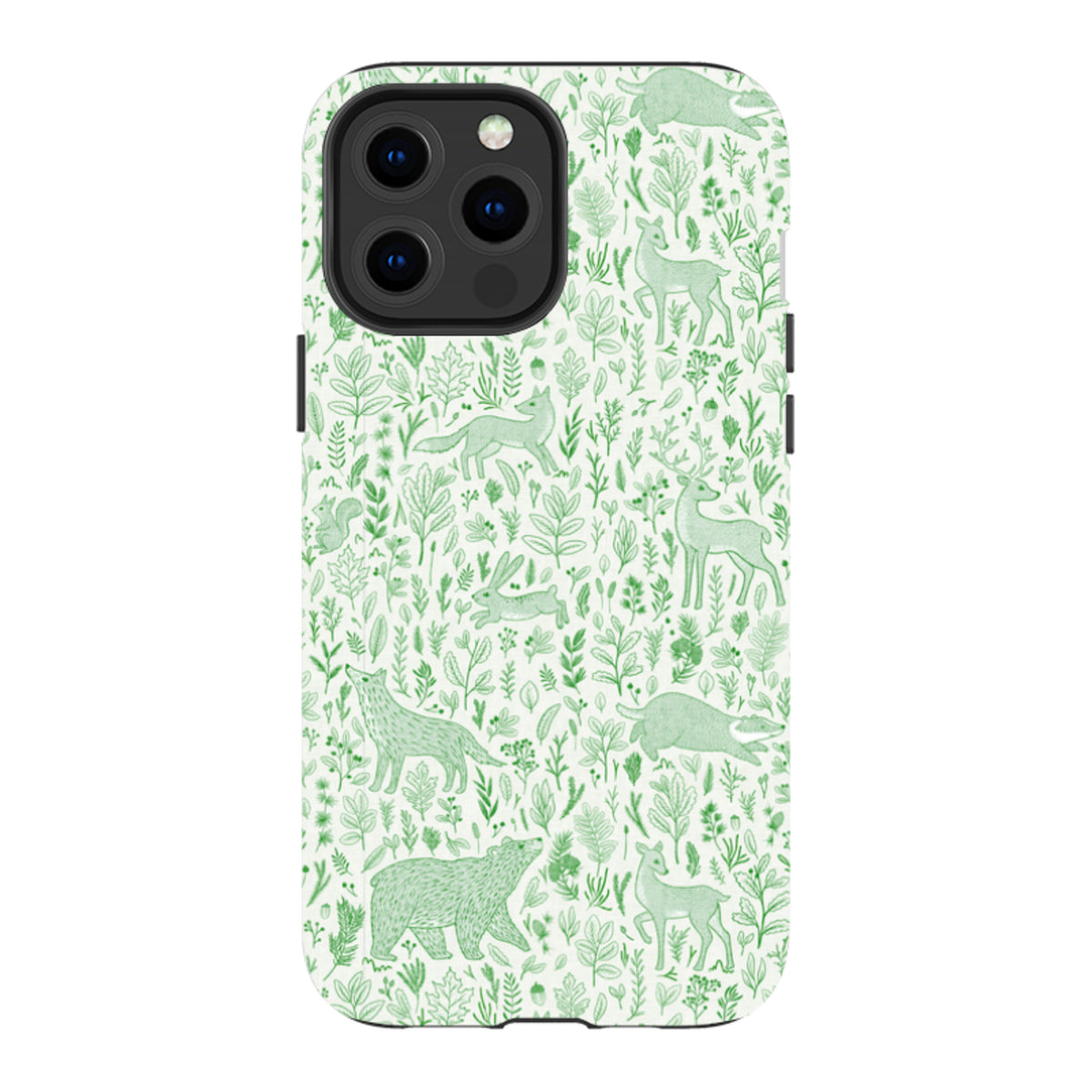 iPhone Tough Case - Forest animals green By Katherine Quinn
