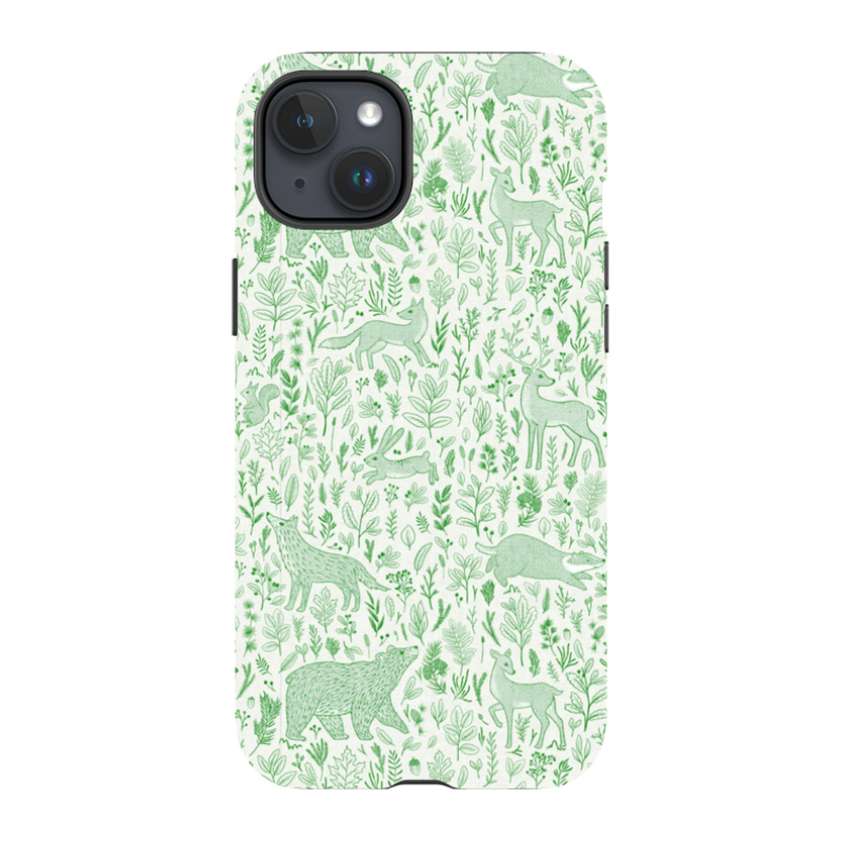 iPhone Tough Case - Forest animals green By Katherine Quinn