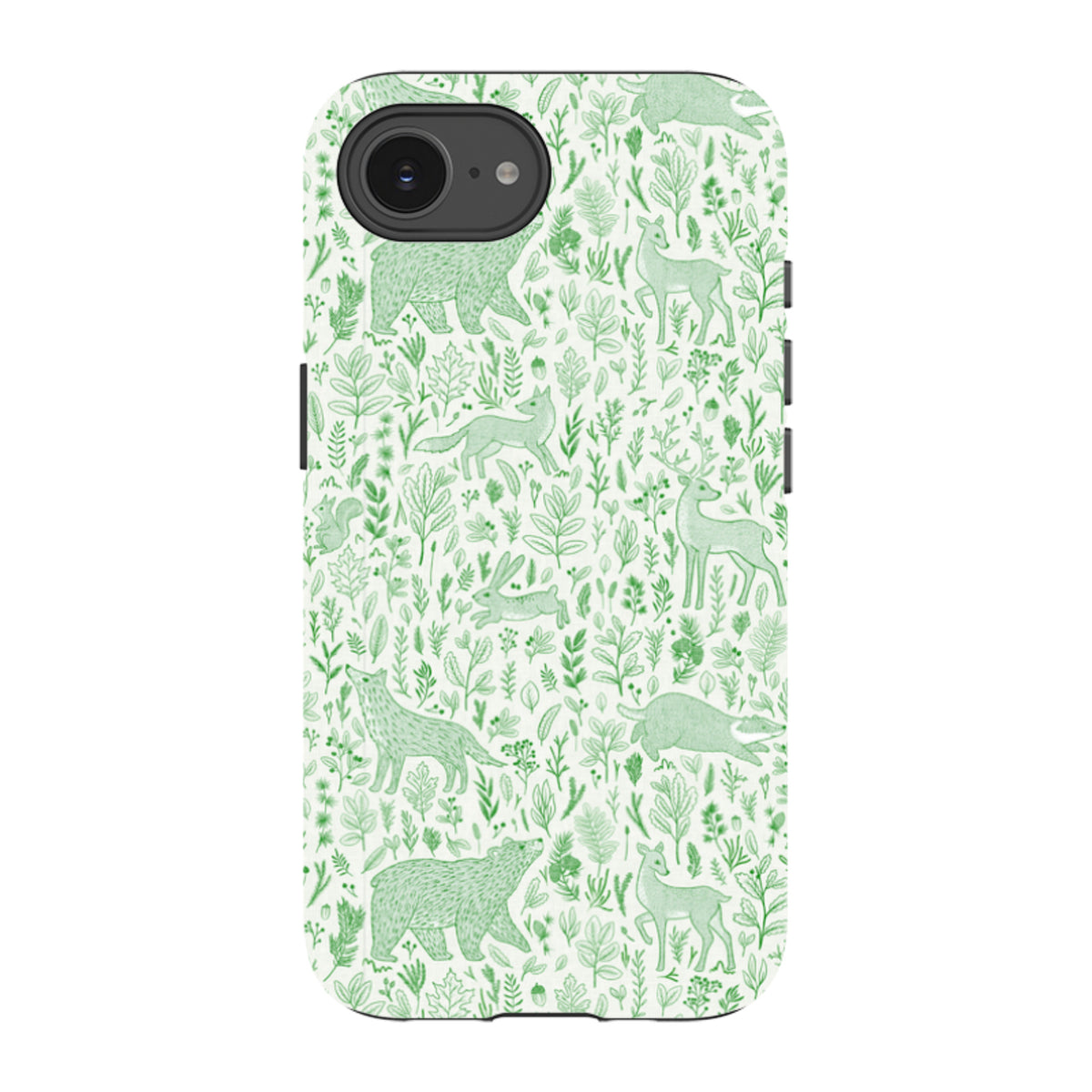 iPhone Tough Case - Forest animals green By Katherine Quinn