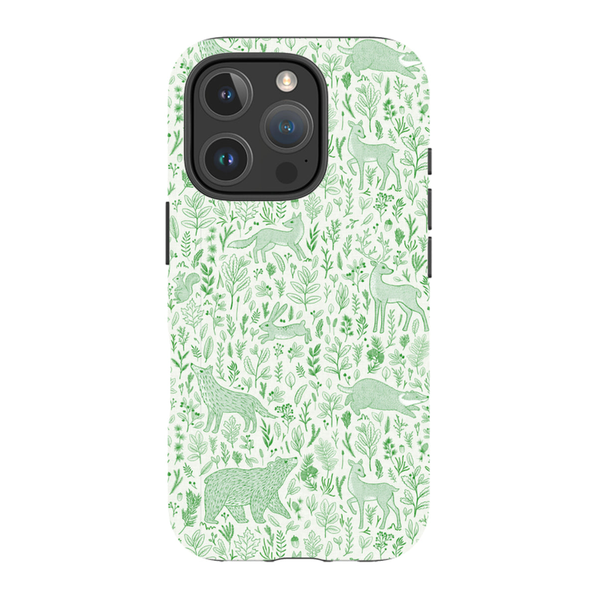 iPhone Tough Case - Forest animals green By Katherine Quinn