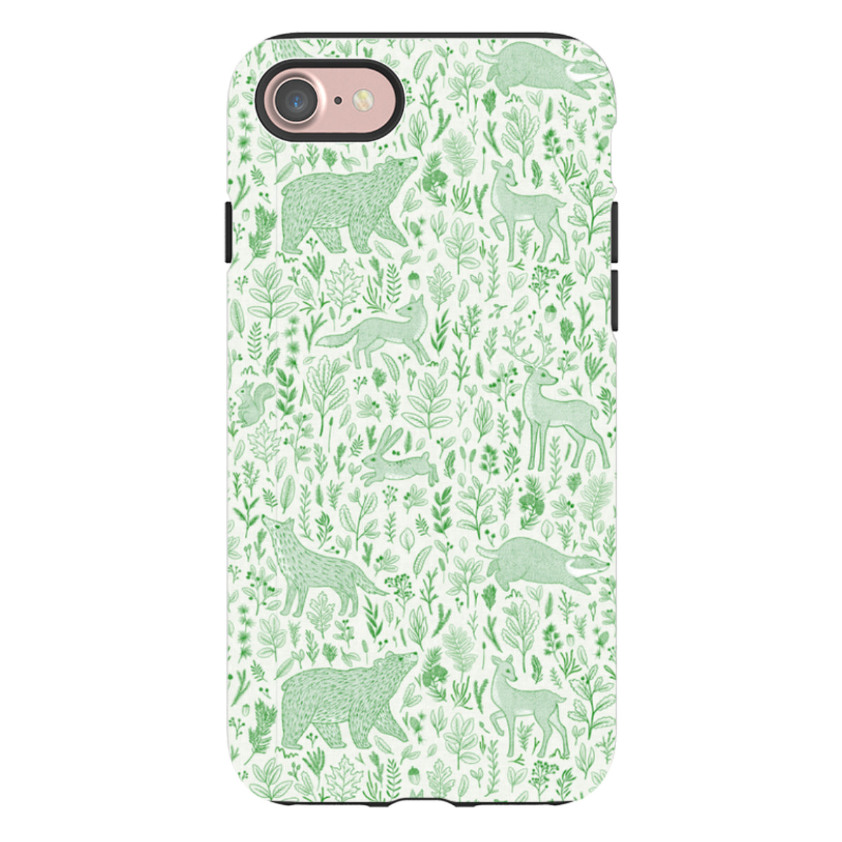 iPhone Tough Case - Forest animals green By Katherine Quinn