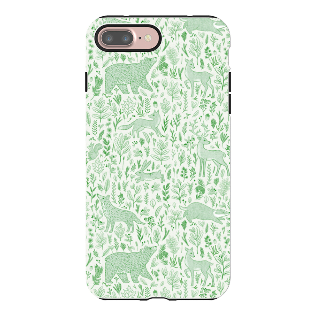 iPhone Tough Case - Forest animals green By Katherine Quinn