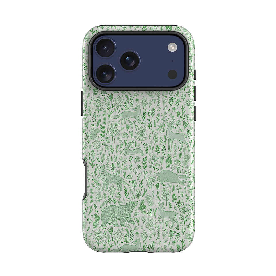 iPhone Tough Case - Forest animals green By Katherine Quinn