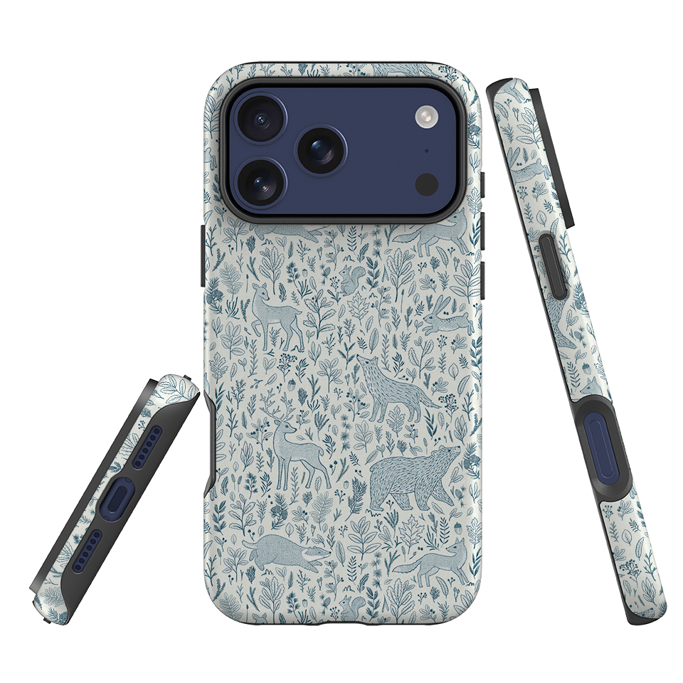iPhone Tough Case - Forest animals navy By Katherine Quinn