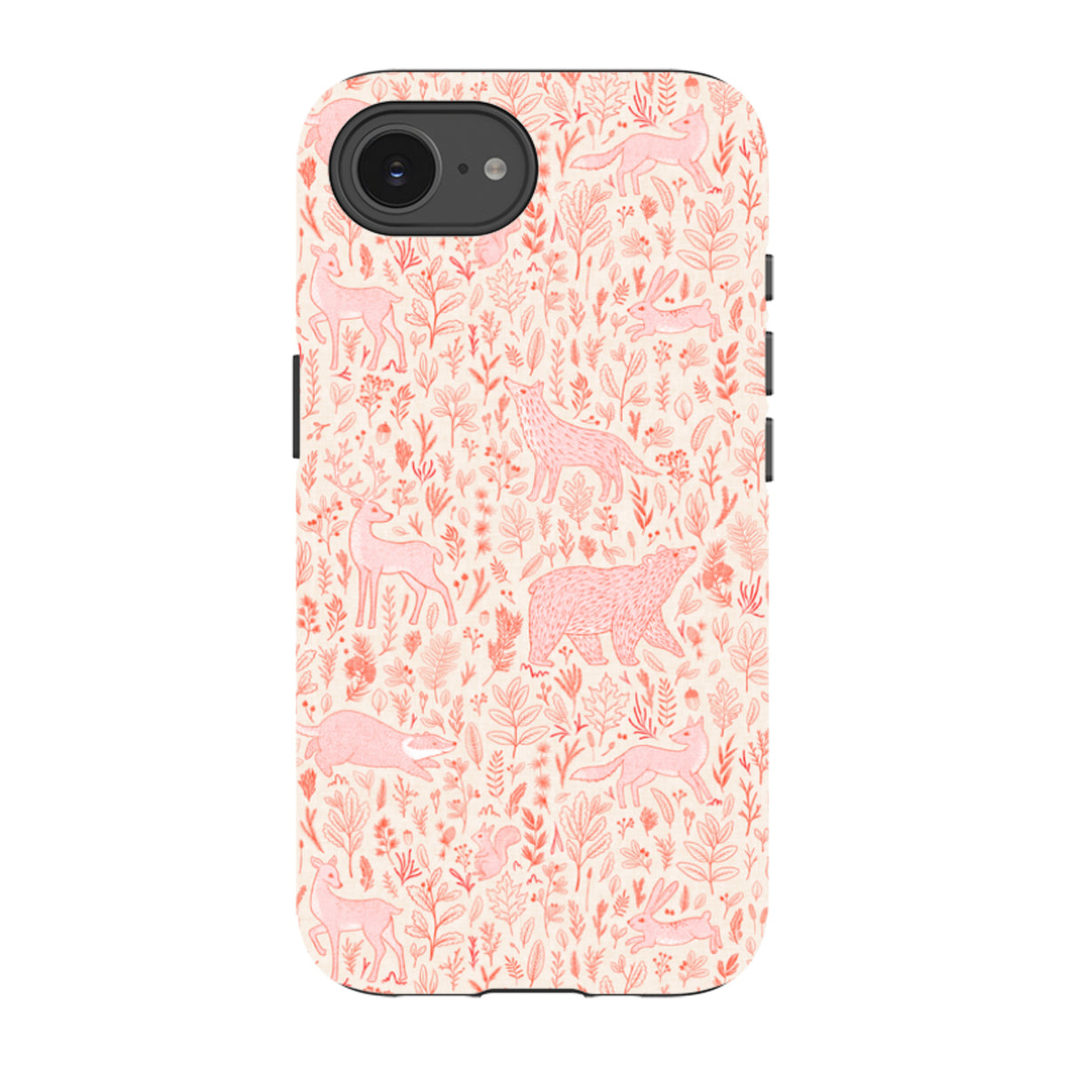 iPhone Tough Case - Forest animals pink and red By Katherine Quinn