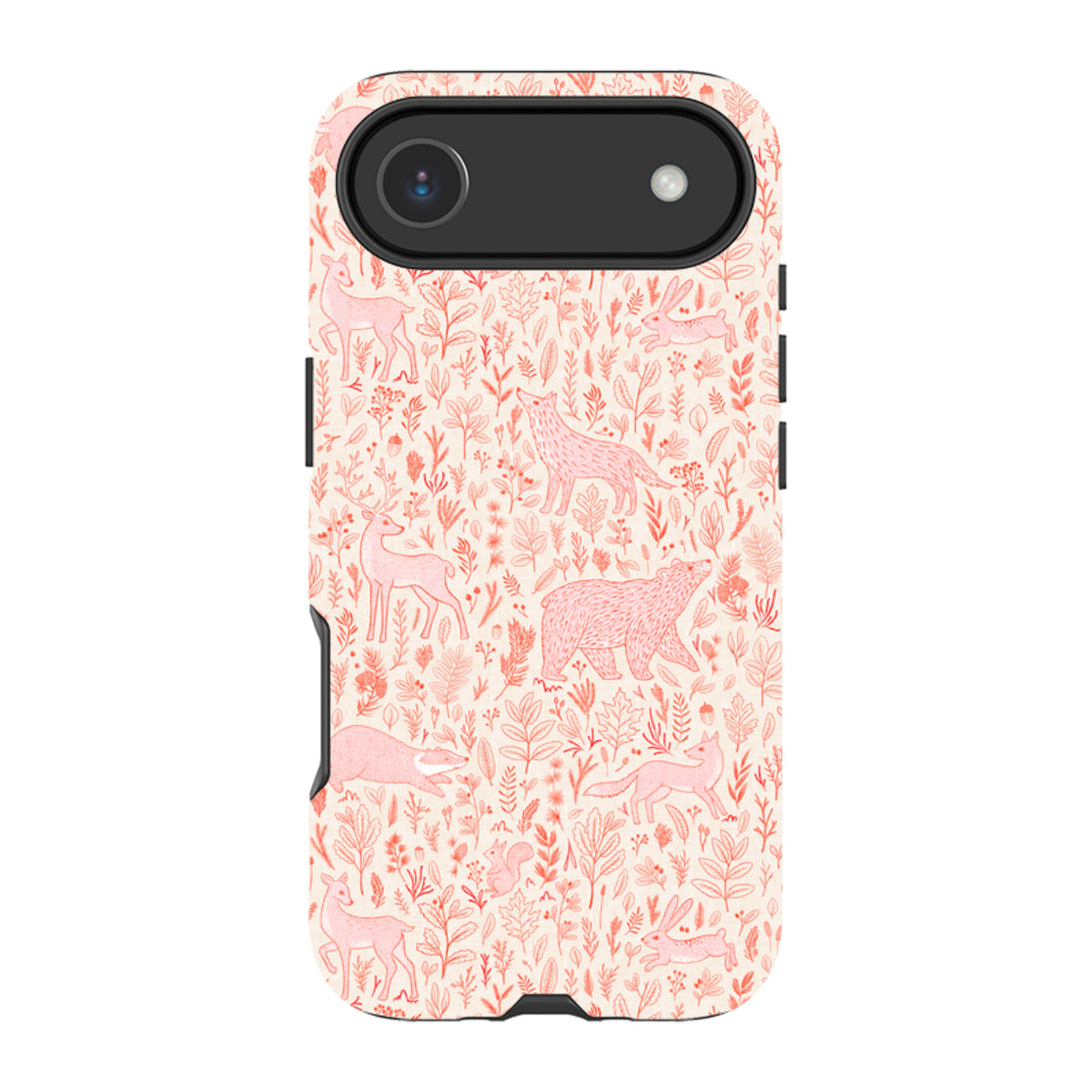 iPhone Tough Case - Forest animals pink and red By Katherine Quinn