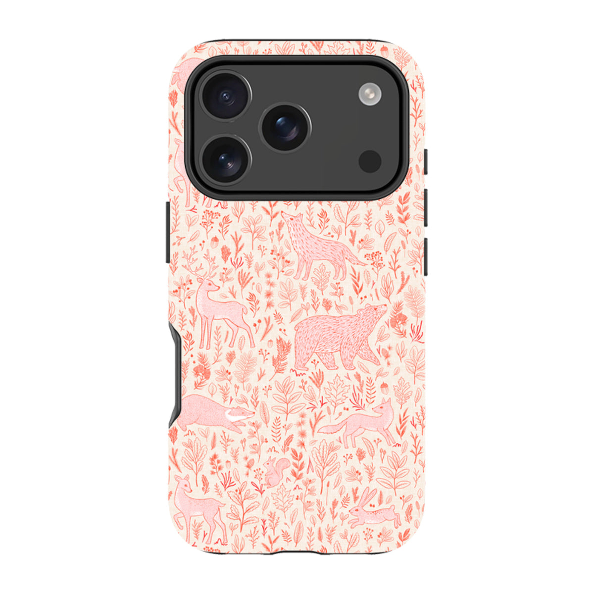 iPhone Tough Case - Forest animals pink and red By Katherine Quinn