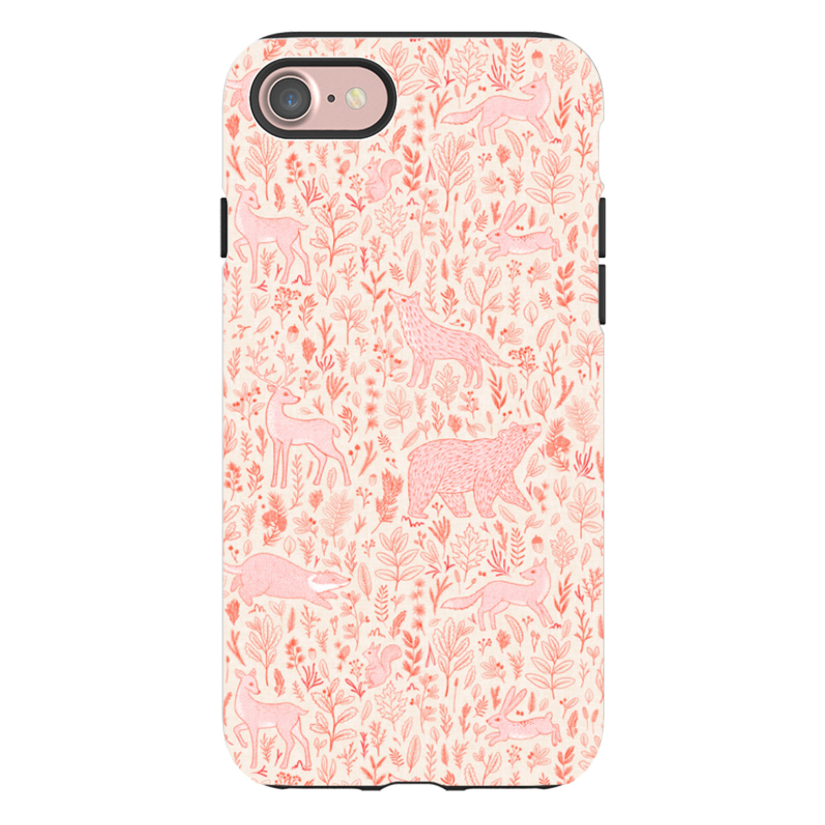 iPhone Tough Case - Forest animals pink and red By Katherine Quinn