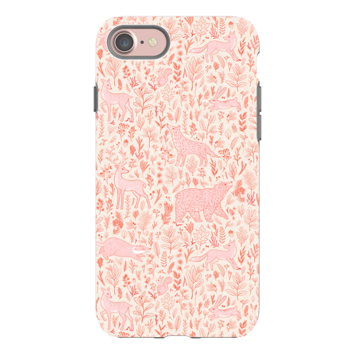iPhone Tough Case - Forest animals pink and red By Katherine Quinn