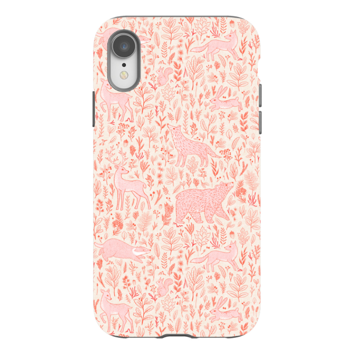 iPhone Tough Case - Forest animals pink and red By Katherine Quinn