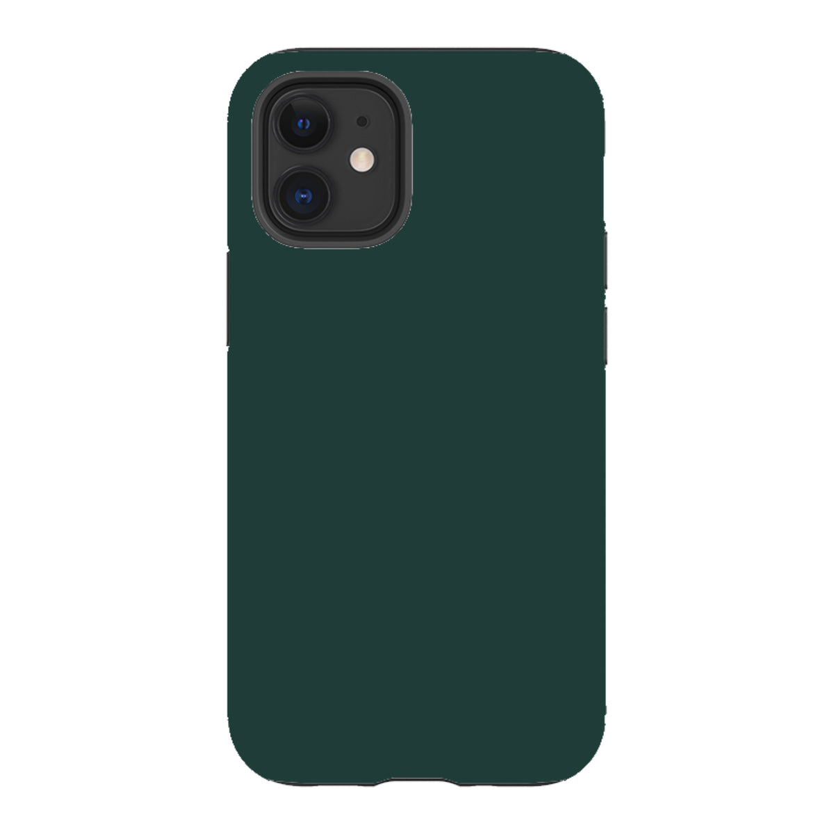 Forest green dual-layer iPhone tough case with a sleek, protective design and precise camera cutouts.
