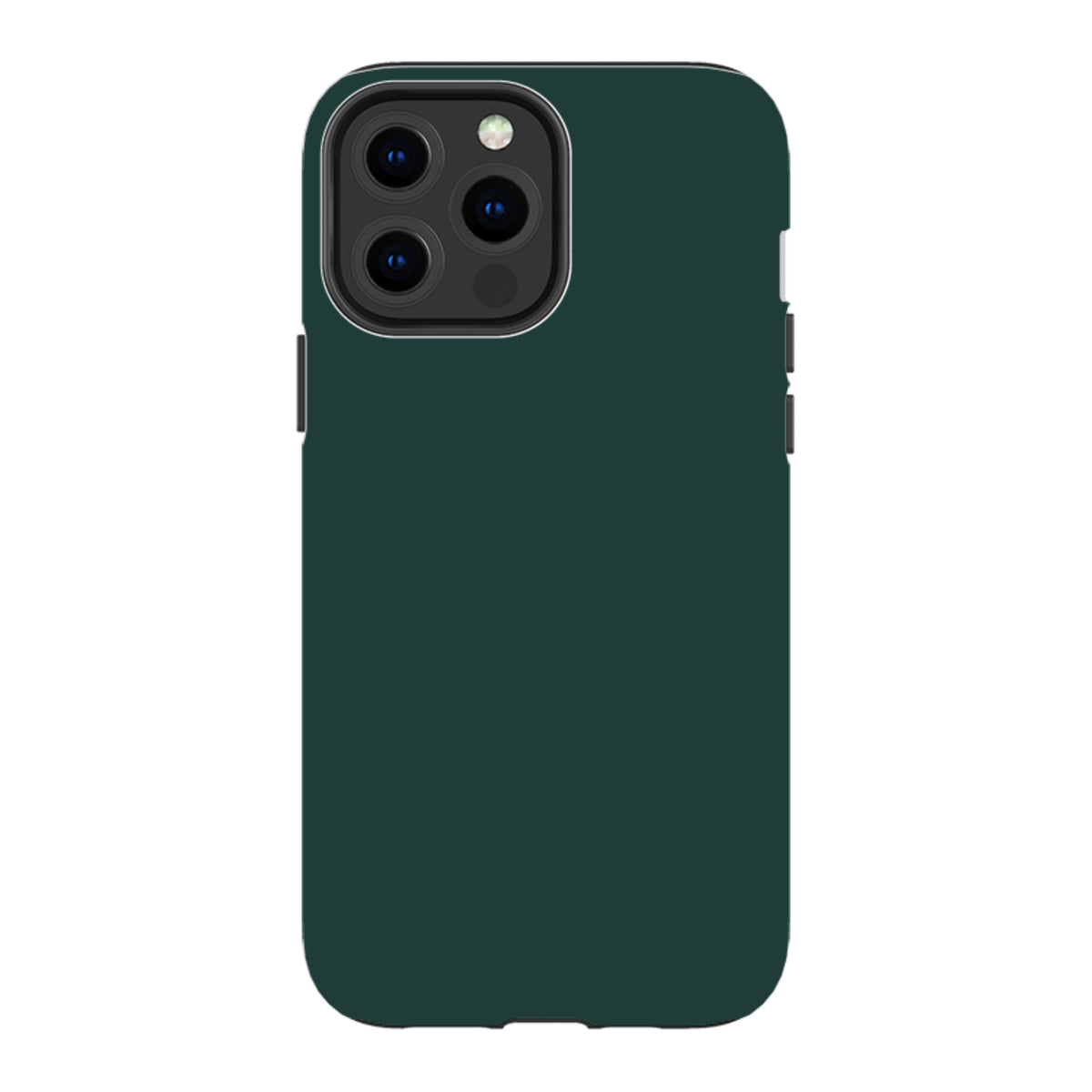 Forest green dual-layer iPhone tough case with a sleek, protective design and precise camera cutouts.