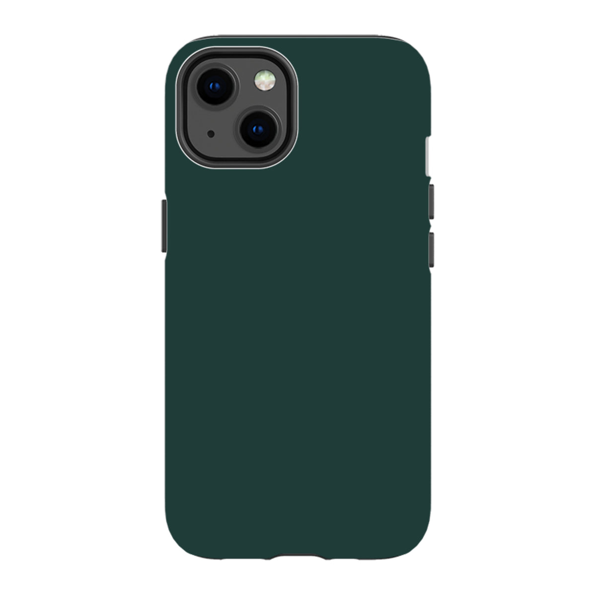 Forest green dual-layer iPhone tough case with a sleek, protective polycarbonate shell and precise camera cut-outs.