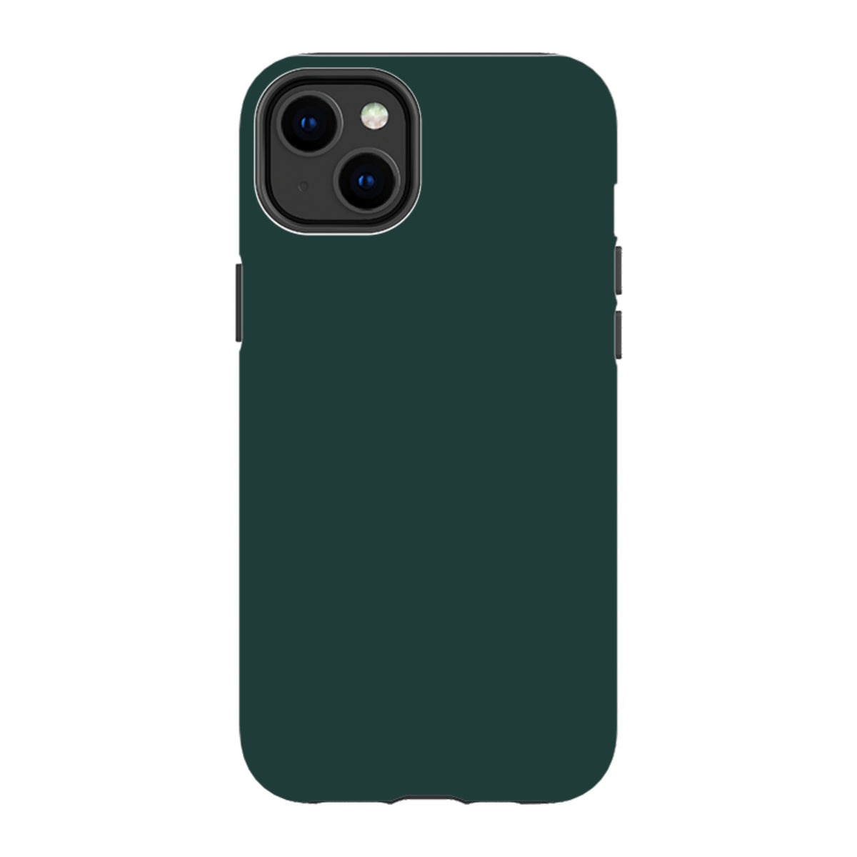 Forest green dual-layer iPhone tough case with a sleek, protective design and precise camera cutouts.