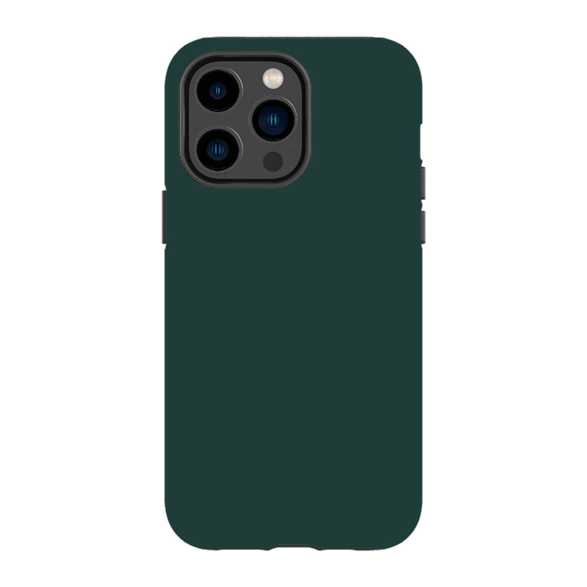 Forest green iPhone tough case with a dual-layer design and precise camera cutouts for maximum protection.
