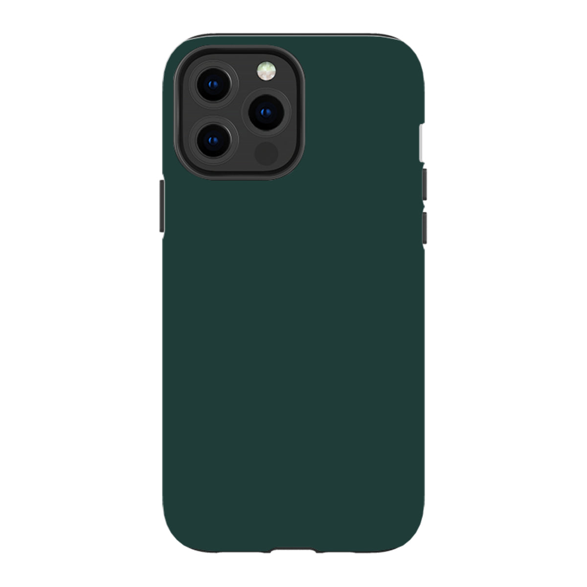 Forest green dual-layer iPhone tough case with a sleek, protective design and precise camera cut-outs.