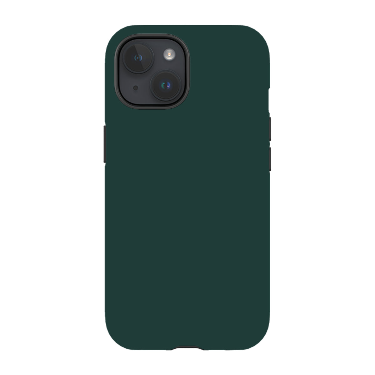 Forest green dual-layer iPhone tough case with a sleek, protective design and precise camera cutouts.