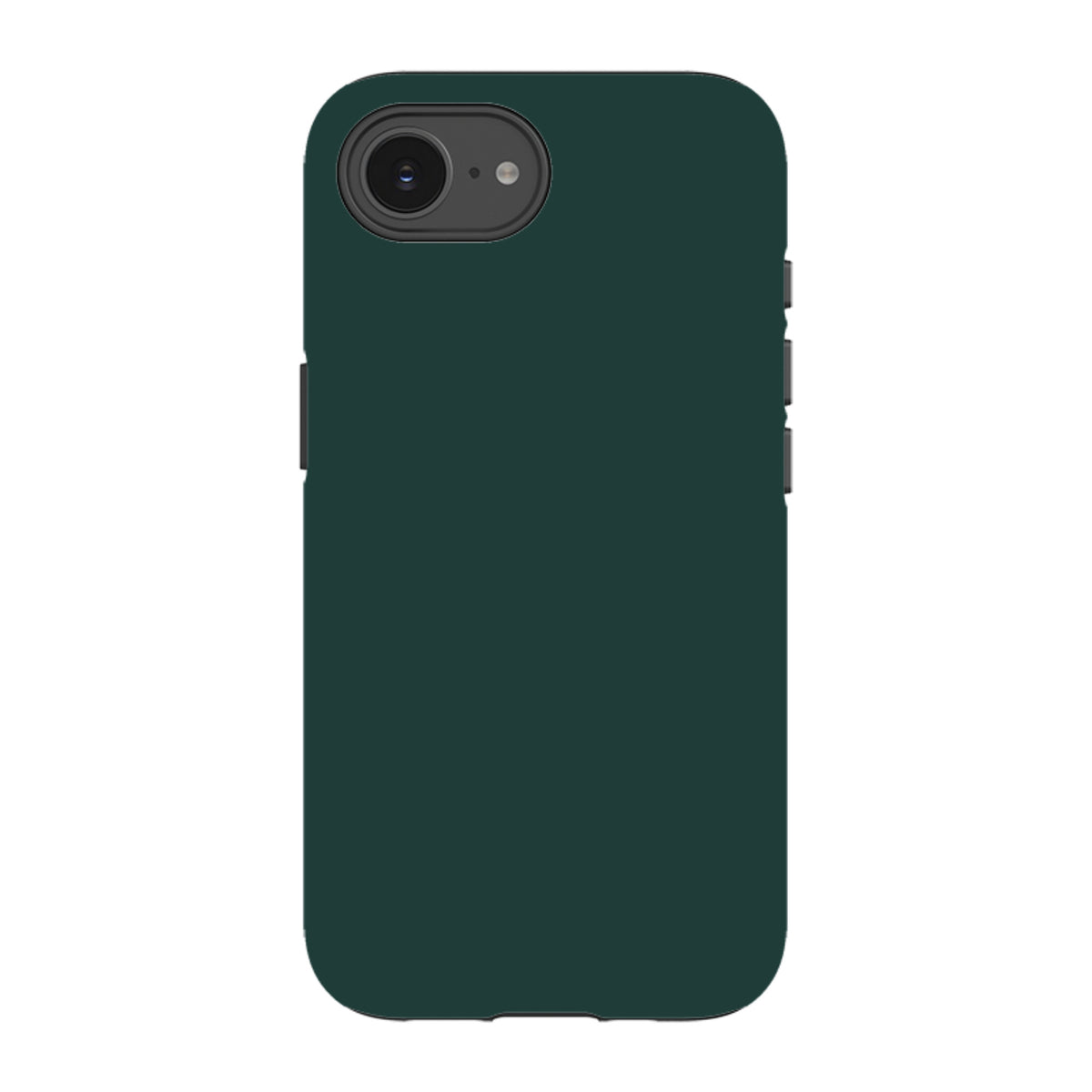 Forest green dual-layer iPhone tough case with a sleek, protective design and precise camera cut-out.