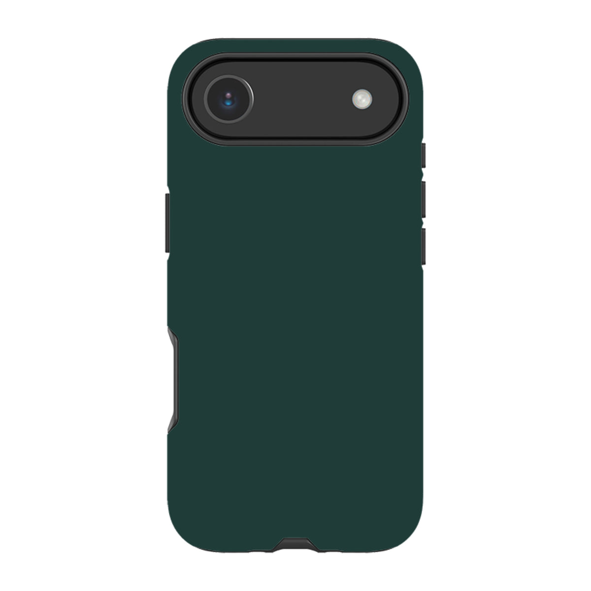 Forest green dual-layer iPhone tough case with a sleek, protective design and precise camera cutouts.