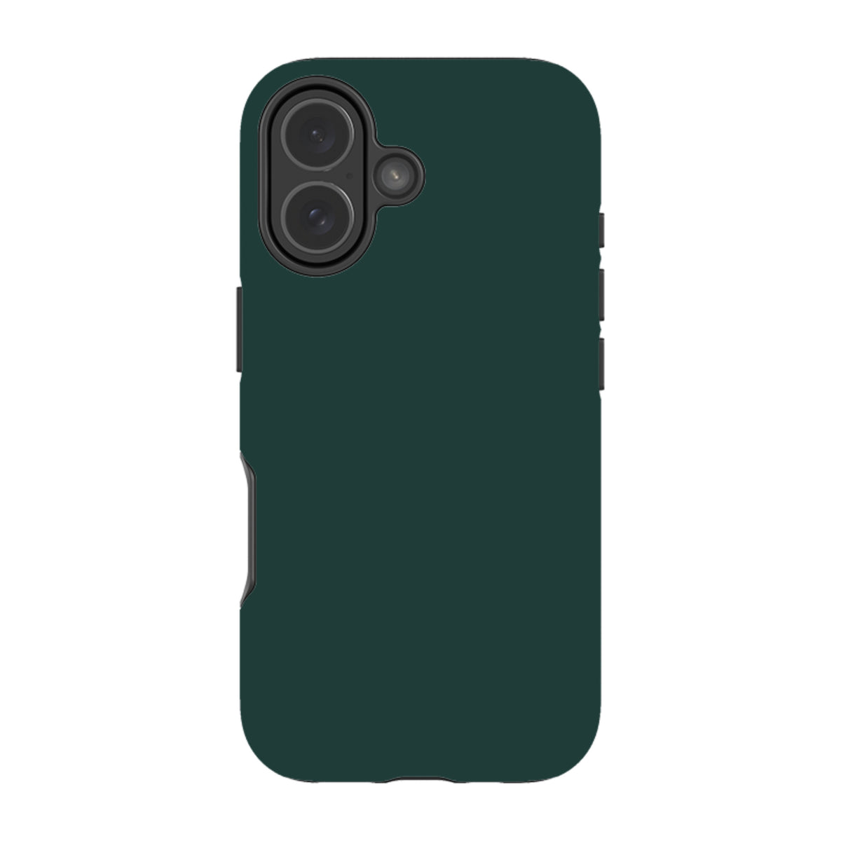 Forest green dual-layer iPhone tough case with a sleek, protective design and precise camera cutouts.