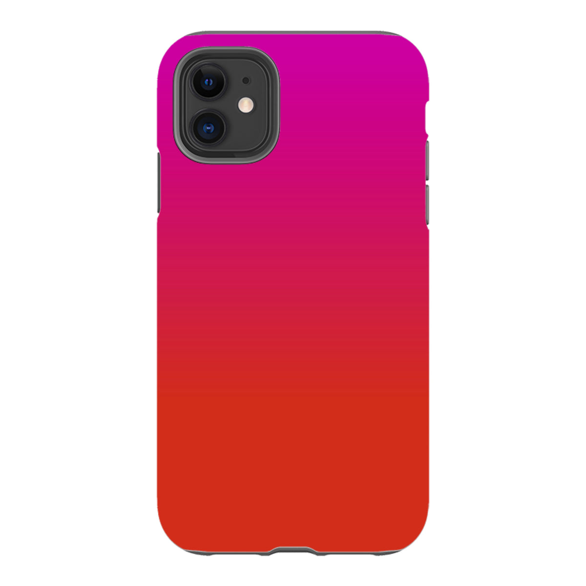 iPhone tough case featuring a vibrant pink to red gradient design with a durable dual-layer protective shell.