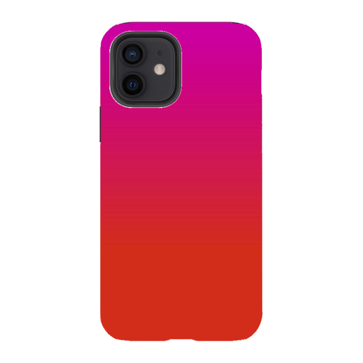 iPhone tough case with a vibrant pink to orange gradient design and dual-layer protective shell.