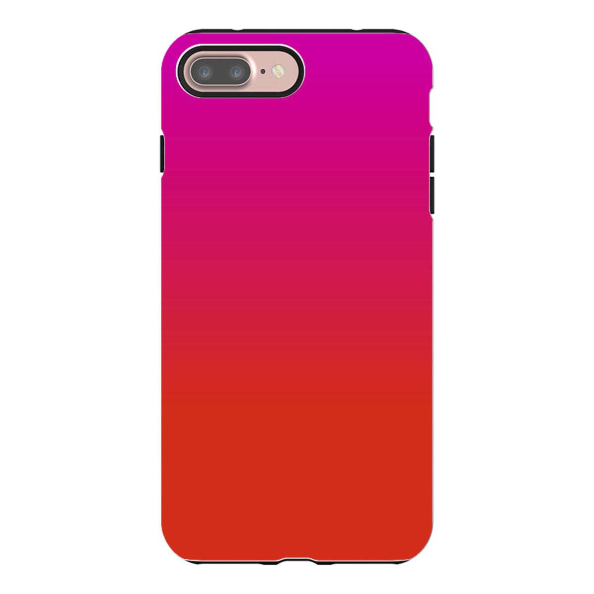 iPhone Tough Case in Geranium pink and red gradient with dual-layer protection and precise camera cut-outs.