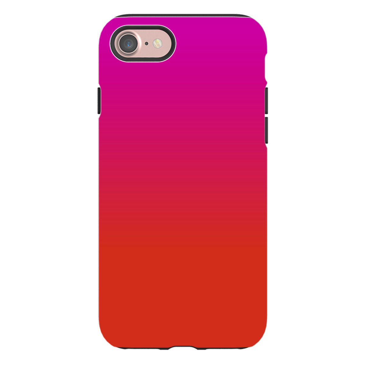 iPhone Tough Case in a vibrant pink and red gradient design with a durable dual-layer protective shell.