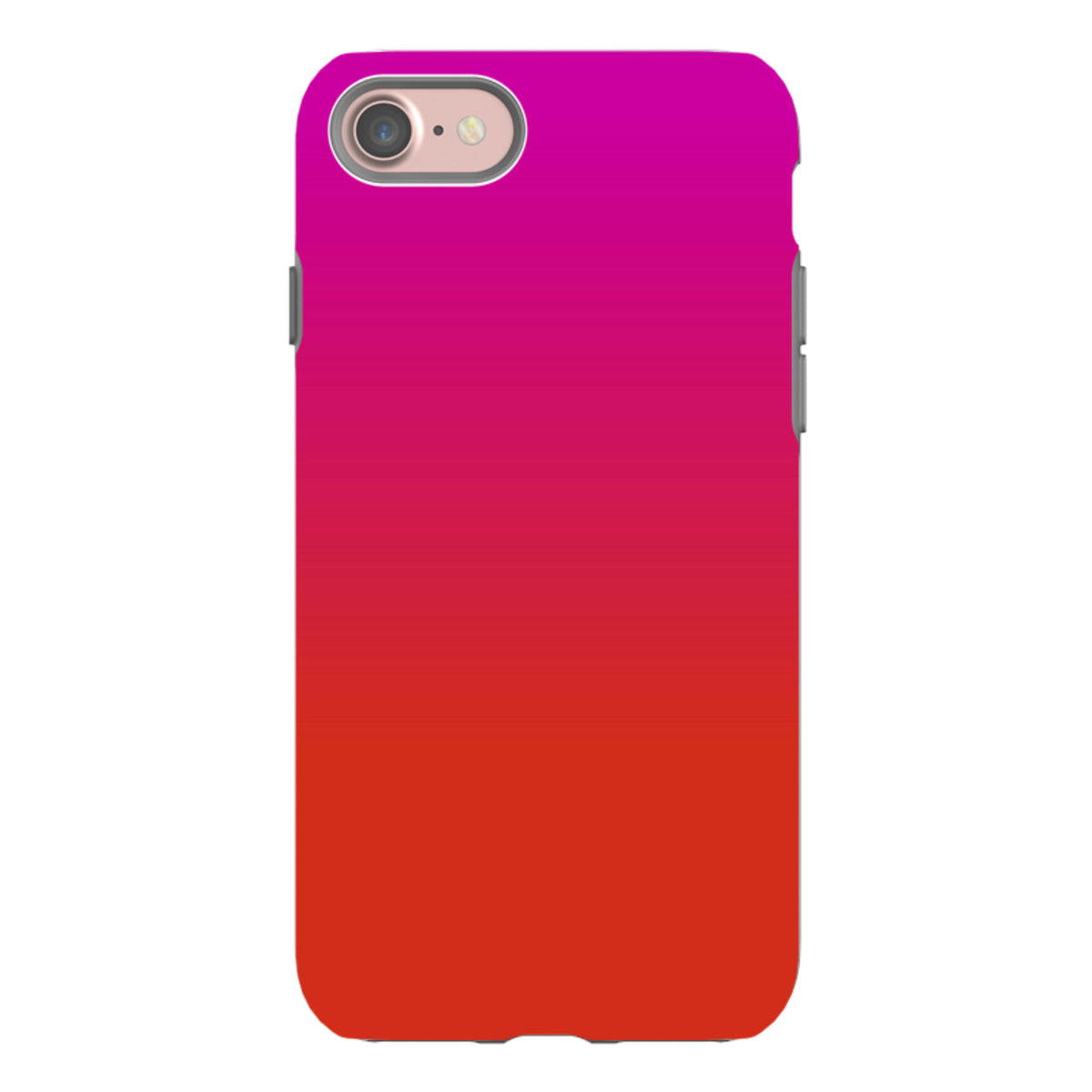 iPhone Tough Case featuring a vibrant pink to red gradient design by Kitty Joseph with dual-layer protective construction.