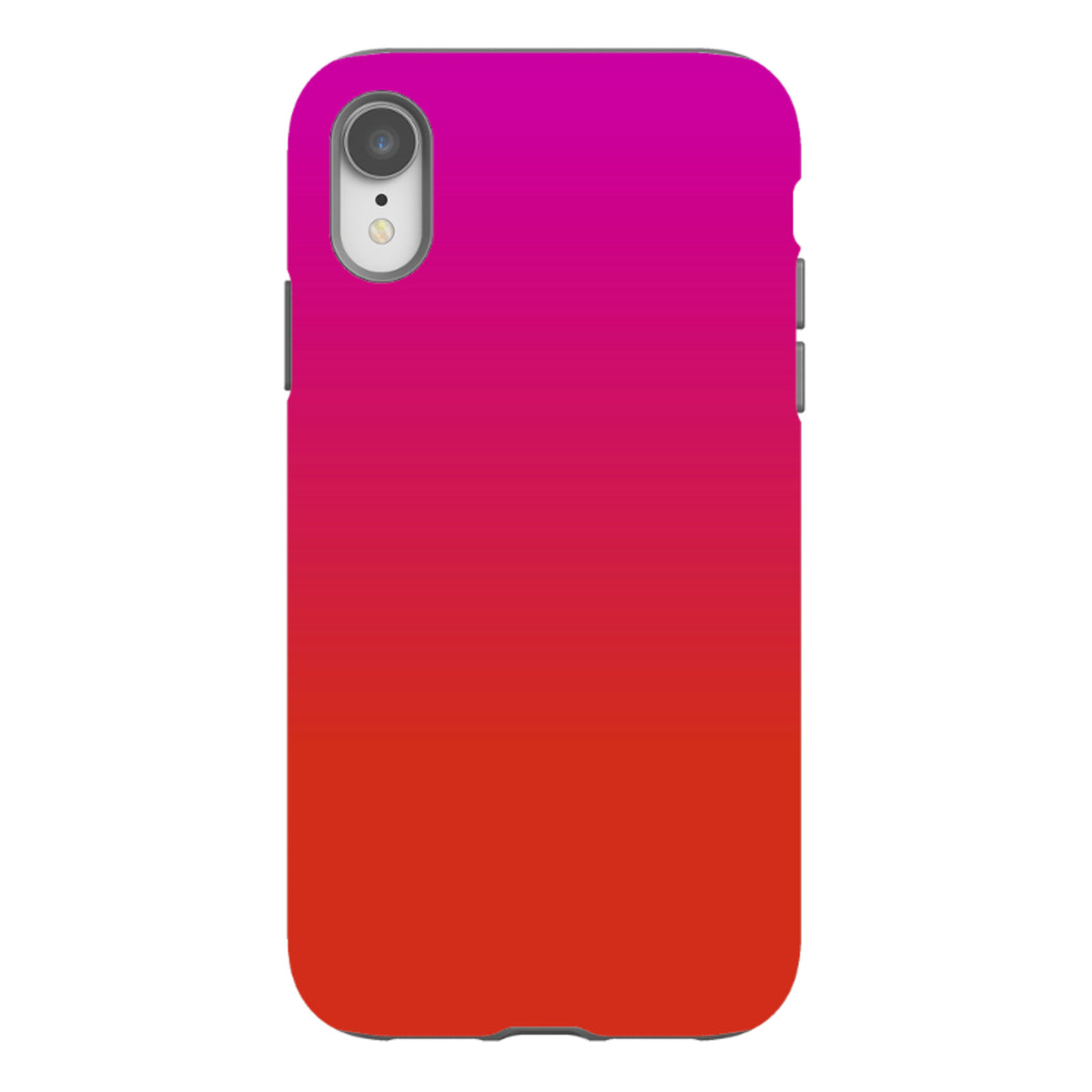iPhone Tough Case in Geranium pink and red gradient with a durable dual-layer design and precise camera cut-out.