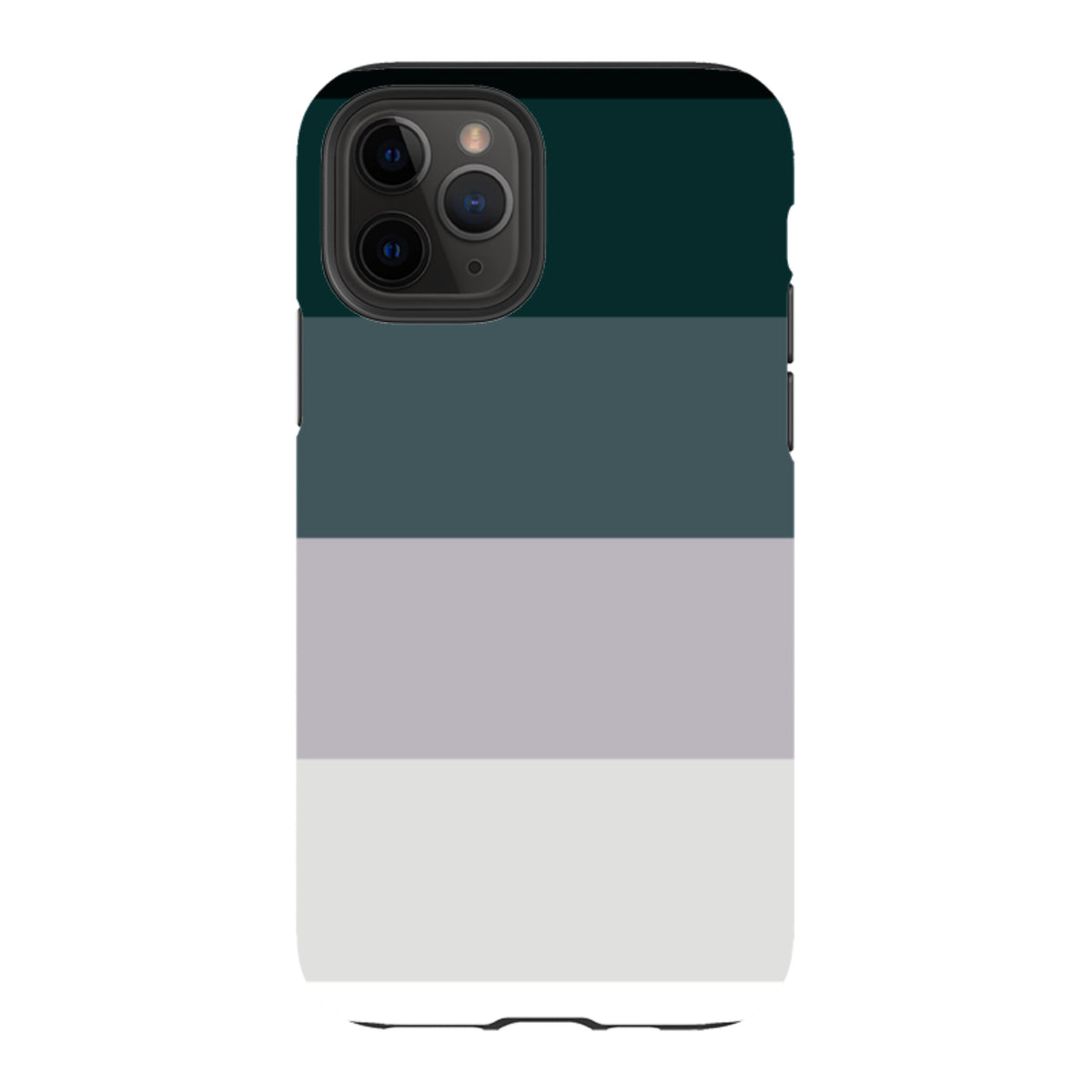 iPhone Tough Case in Granite Grade featuring a minimalist horizontal color block design in shades of dark and light grey.