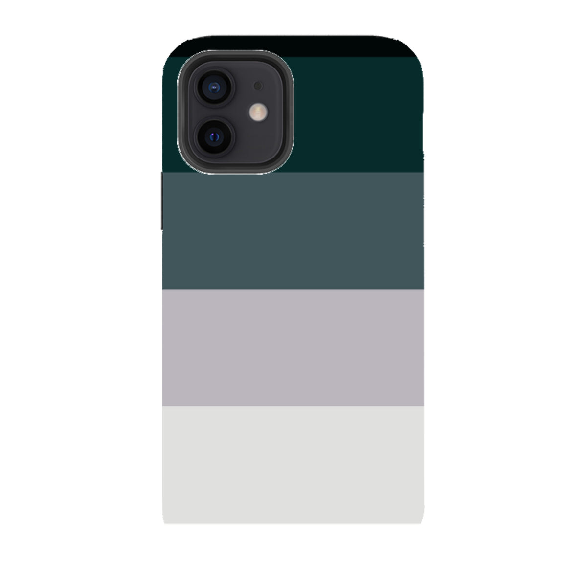iPhone Tough Case in Granite Grade featuring a minimalist color-blocked design of dark green, slate, and light grey tones.
