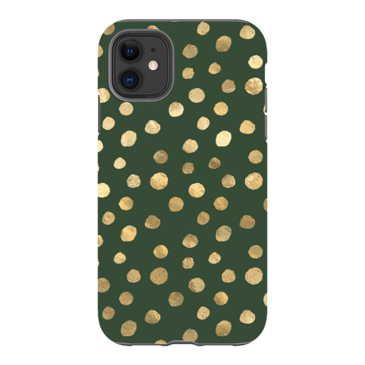 iPhone Tough Case - Green and Gold Dots