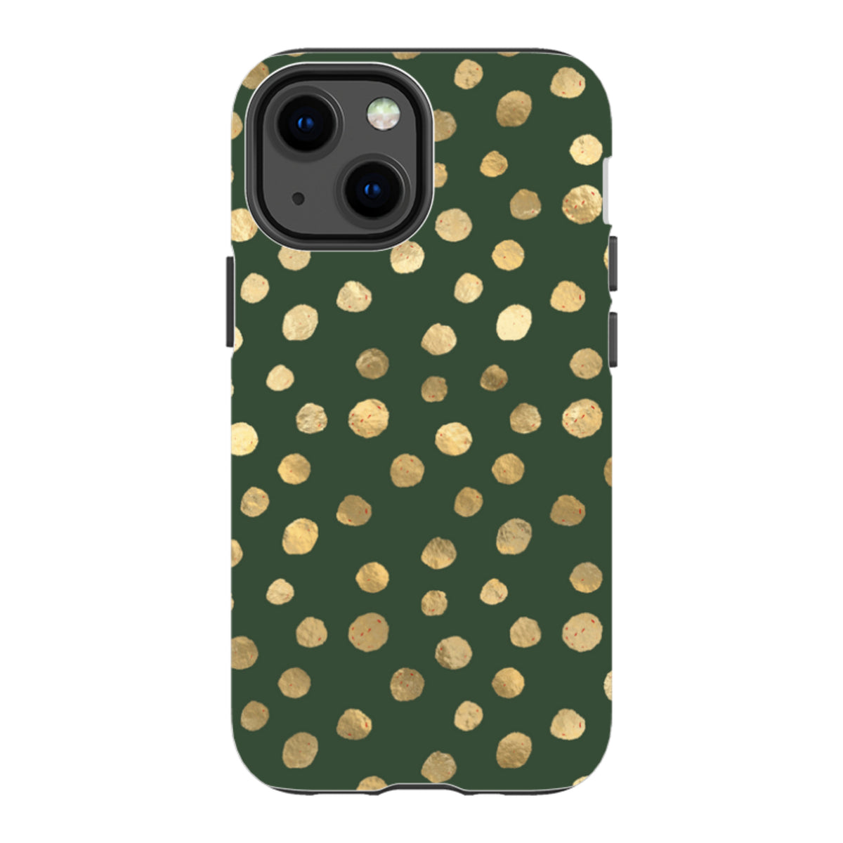 iPhone Tough Case - Green and Gold Dots