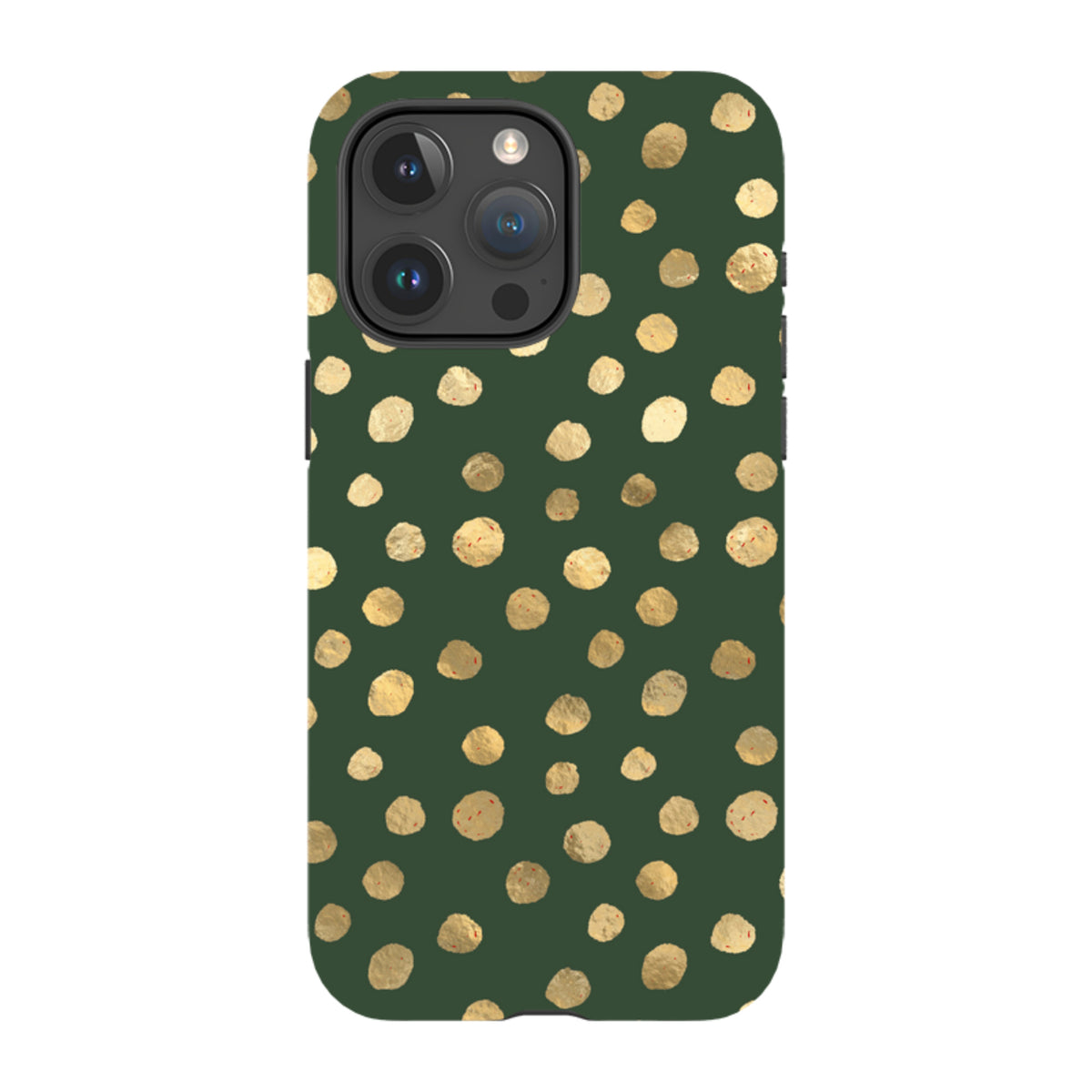iPhone Tough Case - Green and Gold Dots
