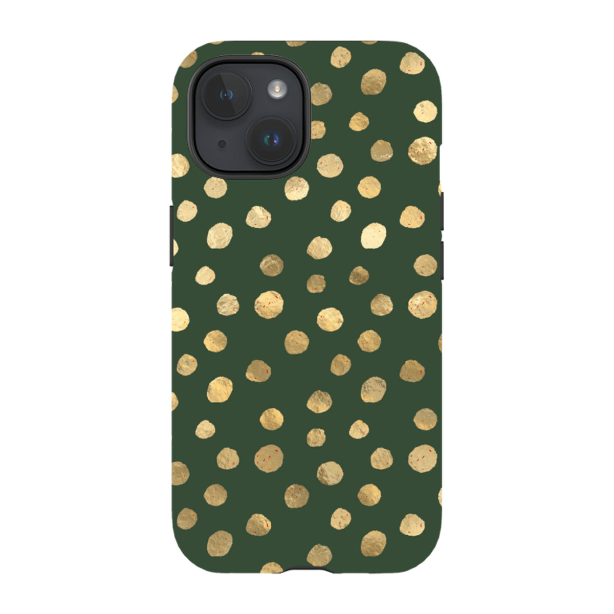 iPhone Tough Case - Green and Gold Dots