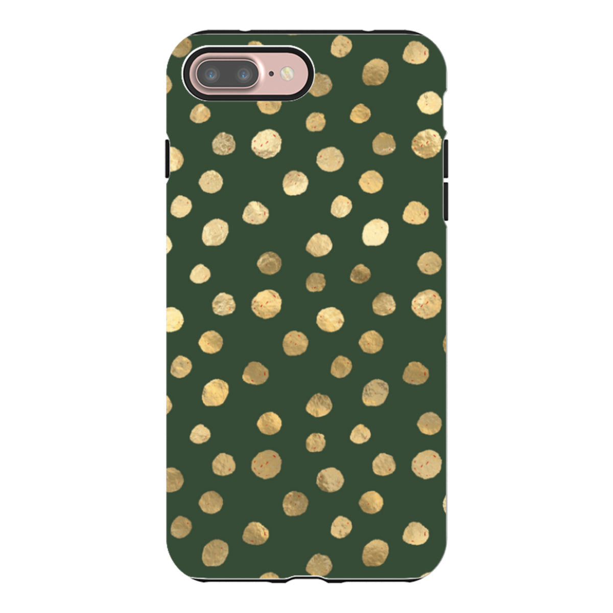 iPhone Tough Case - Green and Gold Dots