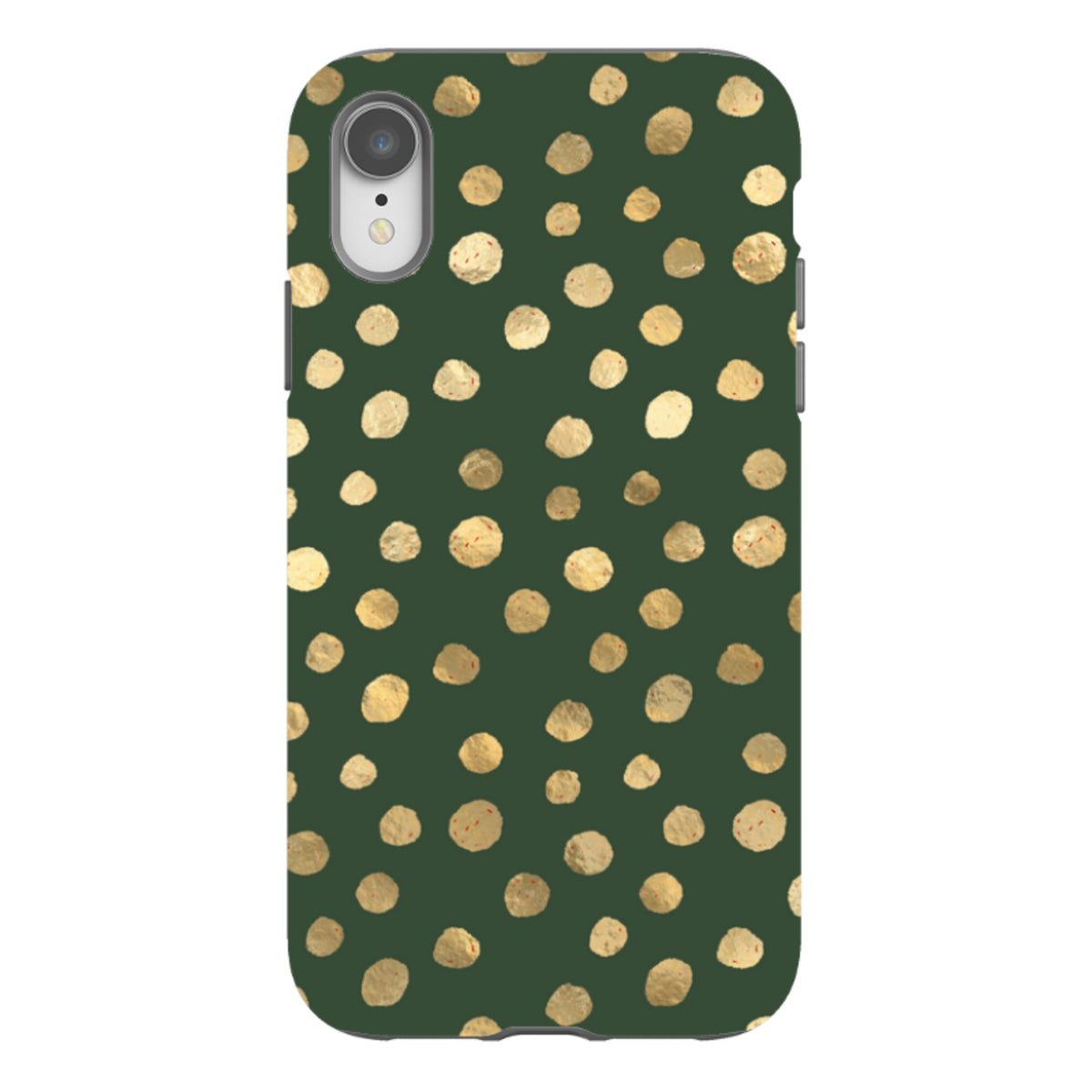 iPhone Tough Case - Green and Gold Dots