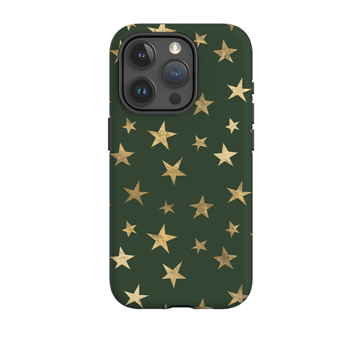 iPhone Tough Case - Green and Gold Stars