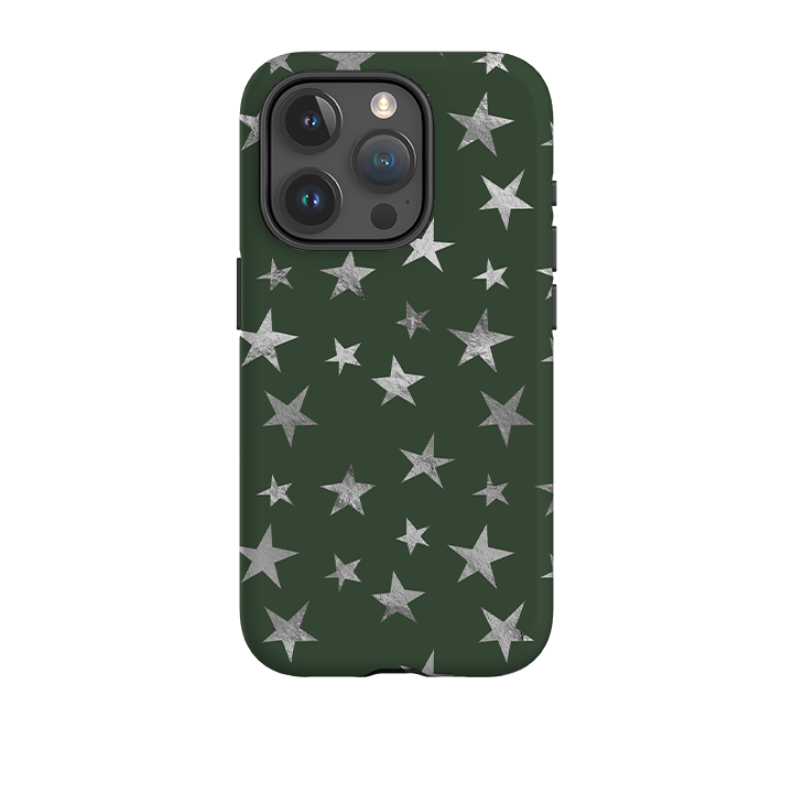iPhone Tough Case - Green and Silver Stars