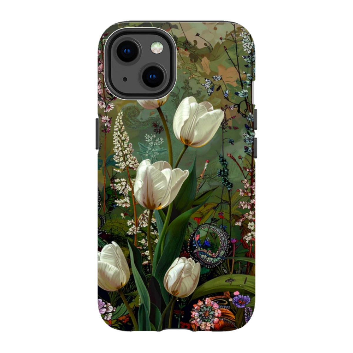 iPhone Tough Case - Green Vyne White Tulips