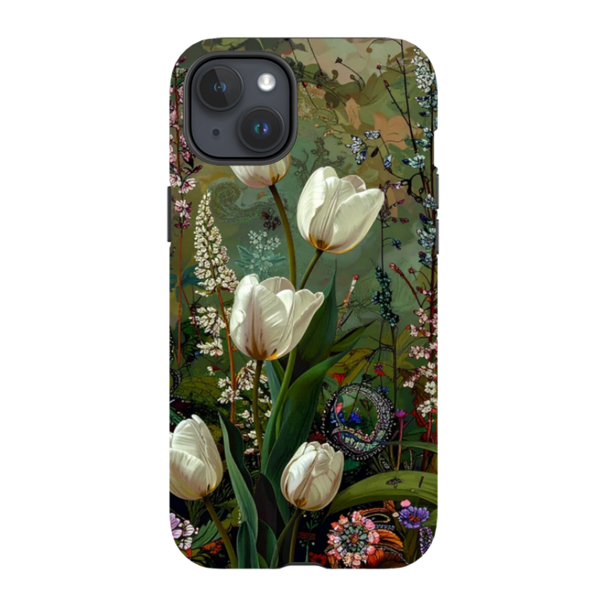 iPhone Tough Case - Green Vyne White Tulips