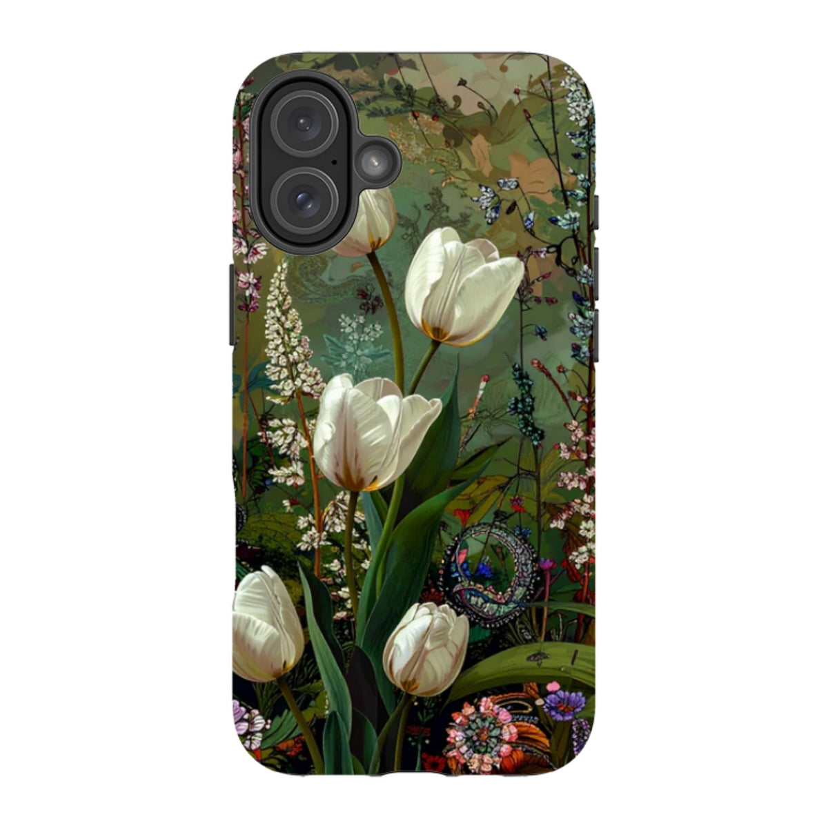iPhone Tough Case - Green Vyne White Tulips