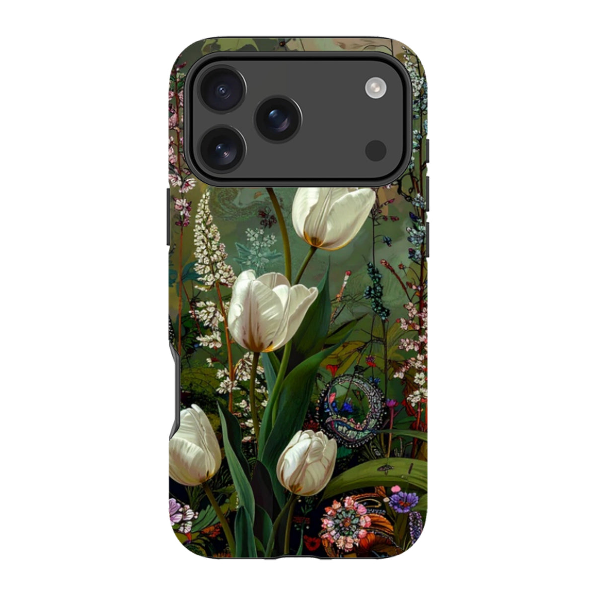 iPhone Tough Case - Green Vyne White Tulips