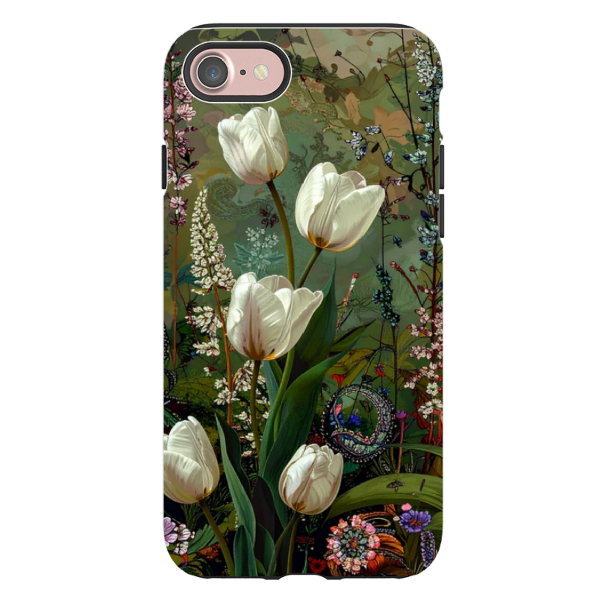 iPhone Tough Case - Green Vyne White Tulips